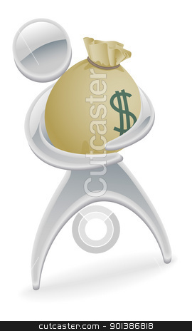 To use this stock image in your creative project, please select the size you need over to the right and click the "Add to Cart" button.
Your downloaded image will come with the Cutcaster watermark removed so don’t worry about the watermark you see on this page. Metallic character holding money concept stock vector clipart, Metallic character holding large sack of money by Christos Georghiou