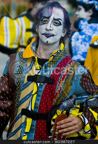 To use this stock image in your creative project, please select the size you need over to the right and click the "Add to Cart" button.
Your downloaded image will come with the Cutcaster watermark removed so don’t worry about the watermark you see on this page. Carnaval in Montevideo stock photo, MONTEVIDEO, URUGUAY - JANUARY 27 2011 : A costumed carnaval participant in the annual national festival of Uruguay ,held in Montevideo Uruguay on January 27 2011 by Kobby Dagan