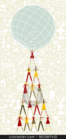 To use this stock image in your creative project, please select the size you need over to the right and click the "Add to Cart" button.
Your downloaded image will come with the Cutcaster watermark removed so don’t worry about the watermark you see on this page. Social media Christmas tree of people holding the world stock vector clipart, Pyramid as Christmas tree of people holding the world with social icons pattern background. by Cienpies Design