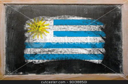 To use this stock image in your creative project, please select the size you need over to the right and click the "Add to Cart" button.
Your downloaded image will come with the Cutcaster watermark removed so don’t worry about the watermark you see on this page. flag of uruguay on blackboard painted with chalk stock photo, Chalky uruguay flag painted with color chalk on old blackboard by Vedran Vukoja