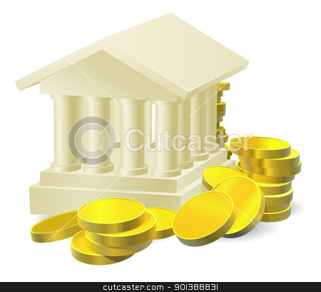 To use this stock image in your creative project, please select the size you need over to the right and click the "Add to Cart" button.
Your downloaded image will come with the Cutcaster watermark removed so don’t worry about the watermark you see on this page. Banking concept stock vector clipart, Illustration of a stylised bank building surrounded by large gold coins by Christos Georghiou