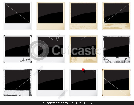 To use this stock image in your creative project, please select the size you need over to the right and click the "Add to Cart" button.
Your downloaded image will come with the Cutcaster watermark removed so don’t worry about the watermark you see on this page. Empty instant photo frames stock vector clipart, Set of vector empty instant photo frames on white by Vladimir Gladcov