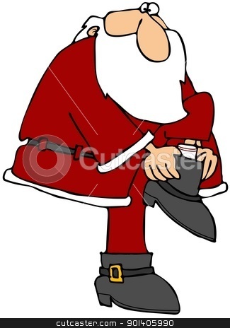 To use this stock image in your creative project, please select the size you need over to the right and click the "Add to Cart" button.
Your downloaded image will come with the Cutcaster watermark removed so don’t worry about the watermark you see on this page. Santa Putting On His Boot stock photo, This illustration depicts Santa Claus pulling on his boot. by Dennis Cox