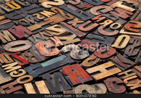 To use this stock image in your creative project, please select the size you need over to the right and click the "Add to Cart" button.
Your downloaded image will come with the Cutcaster watermark removed so don’t worry about the watermark you see on this page. antique letterpress printing blocks stock photo, antique wood letterpress printing blocks with color ink patina, random collection of different size and style by Marek Uliasz