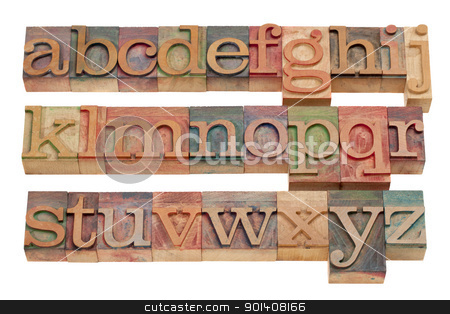 To use this stock image in your creative project, please select the size you need over to the right and click the "Add to Cart" button.
Your downloaded image will come with the Cutcaster watermark removed so don’t worry about the watermark you see on this page. English alphabet in wood letterpress type stock photo, complete English alphabet (lowercase) in vintage wooden letterpress printing blocks stained by color inks, isolated on white by Marek Uliasz