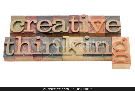 To use this stock image in your creative project, please select the size you need over to the right and click the "Add to Cart" button.
Your downloaded image will come with the Cutcaster watermark removed so don’t worry about the watermark you see on this page. creative thinking stock photo, creative thinking - isolated phrase in vintage wood letterpress printing blocks by Marek Uliasz