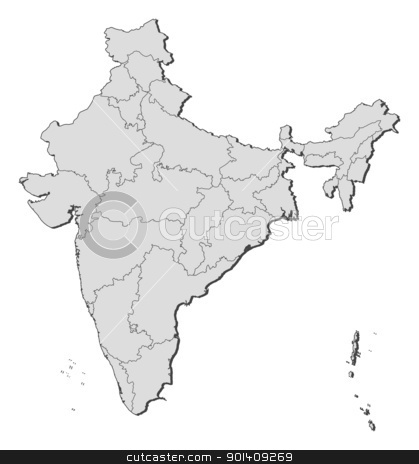 To use this stock image in your creative project, please select the size you need over to the right and click the "Add to Cart" button.
Your downloaded image will come with the Cutcaster watermark removed so don’t worry about the watermark you see on this page. Map of India stock vector clipart, Political map of India with the several states. by Schwabenblitz
