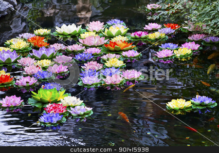 To use this stock image in your creative project, please select the size you need over to the right and click the "Add to Cart" button.
Your downloaded image will come with the Cutcaster watermark removed so don’t worry about the watermark you see on this page. Carp Pond Artificial Water Lillies Jade Buddha Temple Jufo Si Sh stock photo, Carp Pond Colorful Artificial Water Lillies Jade Buddha Temple Jufo Si Shanghai China Most famous buddhist temple in Shanghai by William Perry
