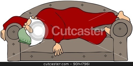 To use this stock image in your creative project, please select the size you need over to the right and click the "Add to Cart" button.
Your downloaded image will come with the Cutcaster watermark removed so don’t worry about the watermark you see on this page. Santa Sleeping On A Couch stock photo, This illustration depicts Santa Claus asleep in his thermal underwear on a couch. by Dennis Cox