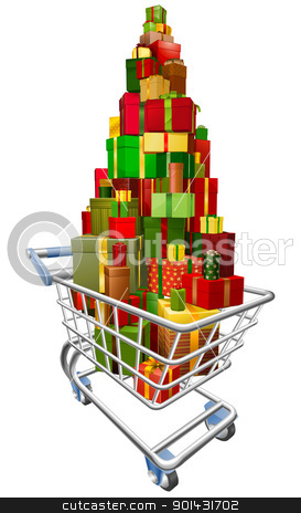 To use this stock image in your creative project, please select the size you need over to the right and click the "Add to Cart" button.
Your downloaded image will come with the Cutcaster watermark removed so don’t worry about the watermark you see on this page. Shopping trolley cart with lots of gifts stock vector clipart, A shopping trolley cart with huge amount of gifts or presents stacked in it by Christos Georghiou