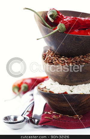 To use this stock image in your creative project, please select the size you need over to the right and click the "Add to Cart" button.
Your downloaded image will come with the Cutcaster watermark removed so don’t worry about the watermark you see on this page. variety of rice stock photo, Bowls of uncooked rice over white with copyspace by klenova