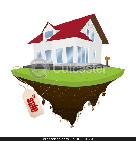 To use this stock image in your creative project, please select the size you need over to the right and click the "Add to Cart" button.
Your downloaded image will come with the Cutcaster watermark removed so don’t worry about the watermark you see on this page. House for sale stock vector clipart, House for sale, conceptual real-estate icon on white background by Richard Laschon