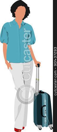 To use this stock image in your creative project, please select the size you need over to the right and click the "Add to Cart" button.
Your downloaded image will come with the Cutcaster watermark removed so don’t worry about the watermark you see on this page. Business woman with suitcase. Vector illustration stock vector clipart, Business woman with suitcase. Vector illustration by Leonid Dorfman