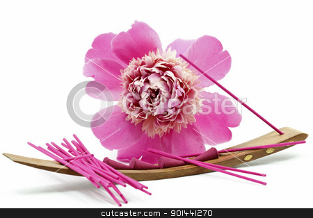 To use this stock image in your creative project, please select the size you need over to the right and click the "Add to Cart" button.
Your downloaded image will come with the Cutcaster watermark removed so don’t worry about the watermark you see on this page. Incense stick with flower stock photo, Beautiful Pink Peony Flower with pink incense sticks isolated on white background by Nikola Cvetanovski