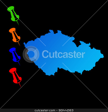 To use this stock image in your creative project, please select the size you need over to the right and click the "Add to Cart" button.
Your downloaded image will come with the Cutcaster watermark removed so don’t worry about the watermark you see on this page. Czech Republic travel map stock photo, Czech Republic travel map with push pins on black background. by Martin Crowdy