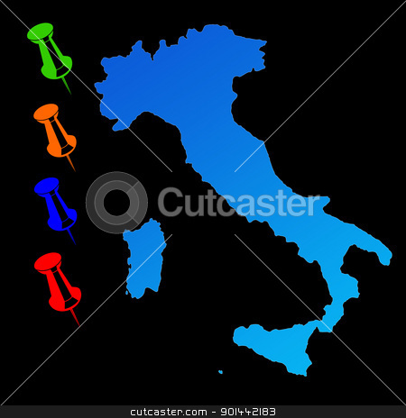 To use this stock image in your creative project, please select the size you need over to the right and click the "Add to Cart" button.
Your downloaded image will come with the Cutcaster watermark removed so don’t worry about the watermark you see on this page. Italy travel map stock photo, Italy travel map with push pins on black background. by Martin Crowdy