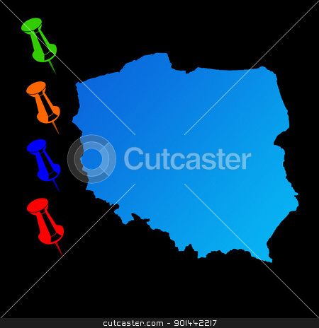 To use this stock image in your creative project, please select the size you need over to the right and click the "Add to Cart" button.
Your downloaded image will come with the Cutcaster watermark removed so don’t worry about the watermark you see on this page. Poland travel map stock photo, Poland travel map with push pins on black background. by Martin Crowdy