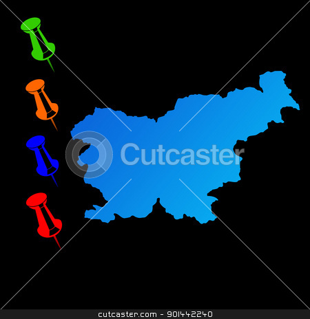 To use this stock image in your creative project, please select the size you need over to the right and click the "Add to Cart" button.
Your downloaded image will come with the Cutcaster watermark removed so don’t worry about the watermark you see on this page. Slovenia travel map stock photo, Slovenia travel map with push pins on black background. by Martin Crowdy
