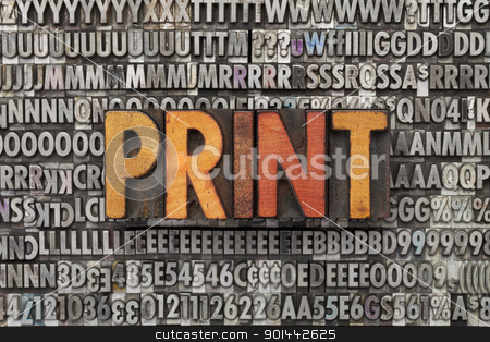 To use this stock image in your creative project, please select the size you need over to the right and click the "Add to Cart" button.
Your downloaded image will come with the Cutcaster watermark removed so don’t worry about the watermark you see on this page. print word in letterpress type stock photo, print - text in vintage wood letterpress printing blocks against grunge metal typeset by Marek Uliasz