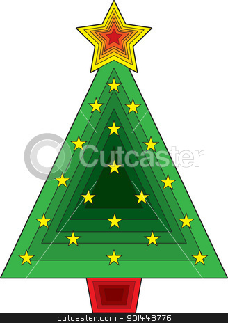 To use this stock image in your creative project, please select the size you need over to the right and click the "Add to Cart" button.
Your downloaded image will come with the Cutcaster watermark removed so don’t worry about the watermark you see on this page. Triangle Christmas Tree stock vector clipart, A stylized Christmas tree consisting of overlapping triangles and stars. by Maria Bell