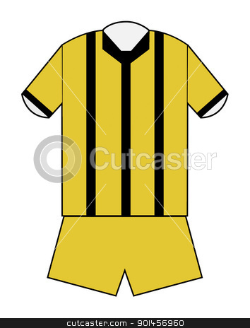 To use this stock image in your creative project, please select the size you need over to the right and click the "Add to Cart" button.
Your downloaded image will come with the Cutcaster watermark removed so don’t worry about the watermark you see on this page. Blank football or soccer kit stock photo, Blank football or soccer kit in black and gold stripes with clipping path on white background. by Martin Crowdy