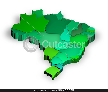 To use this stock image in your creative project, please select the size you need over to the right and click the "Add to Cart" button.
Your downloaded image will come with the Cutcaster watermark removed so don’t worry about the watermark you see on this page. Three dimensional map of Brazil with states stock photo, Three dimensional map of Brazil with white background by marphotography