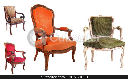 To use this stock image in your creative project, please select the size you need over to the right and click the "Add to Cart" button.
Your downloaded image will come with the Cutcaster watermark removed so don’t worry about the watermark you see on this page. antique chairs stock photo, antique chairs in front of white background by Bonzami Emmanuelle