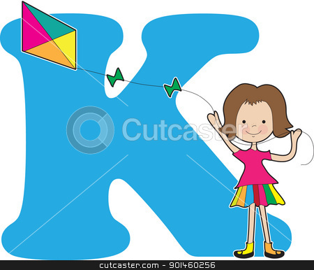 To use this stock image in your creative project, please select the size you need over to the right and click the "Add to Cart" button.
Your downloaded image will come with the Cutcaster watermark removed so don’t worry about the watermark you see on this page. Alphabet Girl K stock vector clipart, A young girl flying a kite to stand for the letter K by Maria Bell