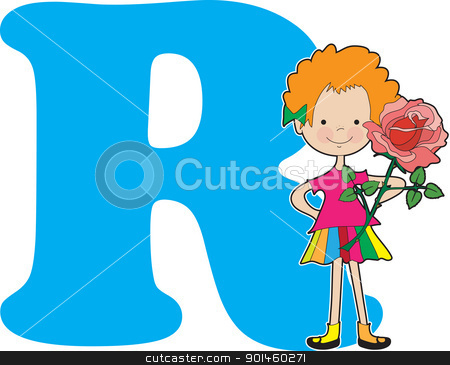 To use this stock image in your creative project, please select the size you need over to the right and click the "Add to Cart" button.
Your downloaded image will come with the Cutcaster watermark removed so don’t worry about the watermark you see on this page. Alphabet Girl R stock vector clipart, A young girl holding a rose to stand for the letter R by Maria Bell