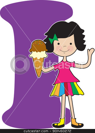 To use this stock image in your creative project, please select the size you need over to the right and click the "Add to Cart" button.
Your downloaded image will come with the Cutcaster watermark removed so don’t worry about the watermark you see on this page. Alphabet Girl I stock vector clipart, A young girl holding an ice cream cone to stand for the letter I by Maria Bell