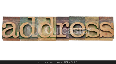 To use this stock image in your creative project, please select the size you need over to the right and click the "Add to Cart" button.
Your downloaded image will come with the Cutcaster watermark removed so don’t worry about the watermark you see on this page. address word in letterpress type stock photo, address - isolated word in vintage wood letterpress printing blocks, stained by color inks by Marek Uliasz