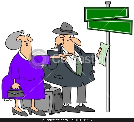 To use this stock image in your creative project, please select the size you need over to the right and click the "Add to Cart" button.
Your downloaded image will come with the Cutcaster watermark removed so don’t worry about the watermark you see on this page. Lost Elderly Couple stock photo, This illustration depicts an elderly man and woman who are lost and standing by a street sign. by Dennis Cox
