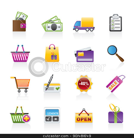 To use this stock image in your creative project, please select the size you need over to the right and click the "Add to Cart" button.
Your downloaded image will come with the Cutcaster watermark removed so don’t worry about the watermark you see on this page. Shopping and website icons stock vector clipart, Shopping and website icons - vector icon set by Stoyan Haytov