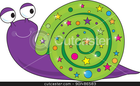 To use this stock image in your creative project, please select the size you need over to the right and click the "Add to Cart" button.
Your downloaded image will come with the Cutcaster watermark removed so don’t worry about the watermark you see on this page. Snail stock vector clipart, A cute, happy snail reflects on the beauty of her decorated, twinkling shell. by Maria Bell