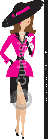 To use this stock image in your creative project, please select the size you need over to the right and click the "Add to Cart" button.
Your downloaded image will come with the Cutcaster watermark removed so don’t worry about the watermark you see on this page. Fancy Lady and Puppy stock vector clipart, An attractive, fashionably dressed lady, completes her image with a cute, smiling puppy held in one arm. by Maria Bell
