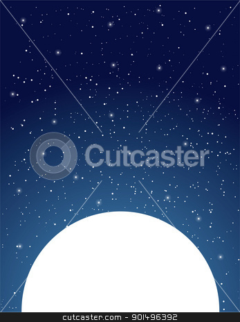 To use this stock image in your creative project, please select the size you need over to the right and click the "Add to Cart" button.
Your downloaded image will come with the Cutcaster watermark removed so don’t worry about the watermark you see on this page. Starry Sky stock vector clipart, An expansive, starry, night sky sits above a white moon. by Maria Bell