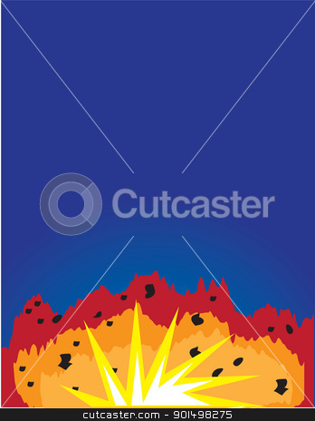 To use this stock image in your creative project, please select the size you need over to the right and click the "Add to Cart" button.
Your downloaded image will come with the Cutcaster watermark removed so don’t worry about the watermark you see on this page. Explosion stock vector clipart, A deep blue background, with a colourful explosion in the lower foreground. by Maria Bell