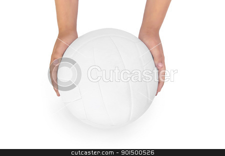 To use this stock image in your creative project, please select the size you need over to the right and click the "Add to Cart" button.
Your downloaded image will come with the Cutcaster watermark removed so don’t worry about the watermark you see on this page. Volleyball stock photo, White volleyball ball in his hands isolated on white background by rezkrr