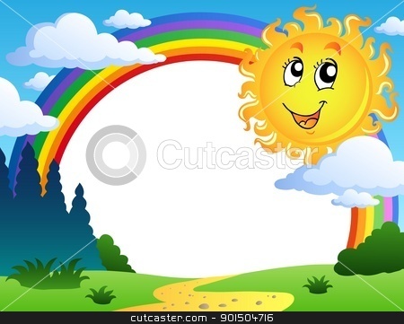 To use this stock image in your creative project, please select the size you need over to the right and click the "Add to Cart" button.
Your downloaded image will come with the Cutcaster watermark removed so don’t worry about the watermark you see on this page. Landscape with rainbow and Sun 2 stock vector clipart, Landscape with rainbow and Sun 2 - vector illustration. by Klara Viskova