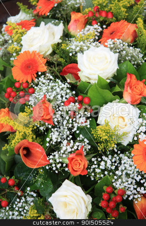 To use this stock image in your creative project, please select the size you need over to the right and click the "Add to Cart" button.
Your downloaded image will come with the Cutcaster watermark removed so don’t worry about the watermark you see on this page. Flower arrangement in orange and white stock photo, Mixed floral arrangement in orange and white by Porto Sabbia