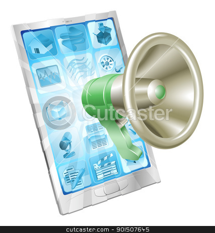 To use this stock image in your creative project, please select the size you need over to the right and click the "Add to Cart" button.
Your downloaded image will come with the Cutcaster watermark removed so don’t worry about the watermark you see on this page. Megaphone icon phone concept stock vector clipart, Megaphone icon coming out of phone screen concept by Christos Georghiou