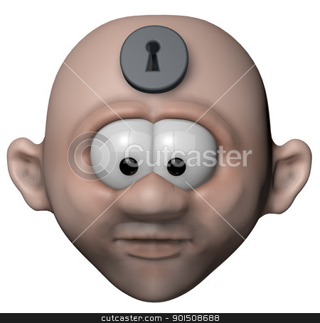 To use this stock image in your creative project, please select the size you need over to the right and click the "Add to Cart" button.
Your downloaded image will come with the Cutcaster watermark removed so don’t worry about the watermark you see on this page. mind locked up stock photo, man with keyhole in his forehead - 3d illustration by J?