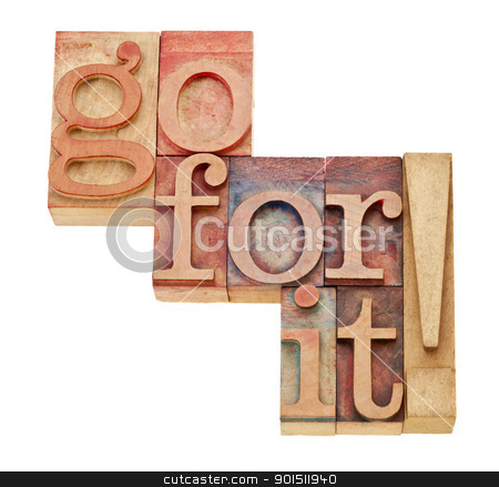 To use this stock image in your creative project, please select the size you need over to the right and click the "Add to Cart" button.
Your downloaded image will come with the Cutcaster watermark removed so don’t worry about the watermark you see on this page. go for it - motivation concept stock photo, go for it - motivation concept - isolated words in vintage wood letterpress printing blocks by Marek Uliasz