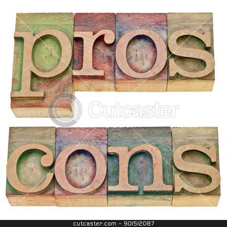 To use this stock image in your creative project, please select the size you need over to the right and click the "Add to Cart" button.
Your downloaded image will come with the Cutcaster watermark removed so don’t worry about the watermark you see on this page. pros and cons in letterpress type stock photo, pros and cons - positive and negative aspects - a collage of two isolated words in vintage wood letterpress printing blocks by Marek Uliasz