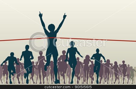 To use this stock image in your creative project, please select the size you need over to the right and click the "Add to Cart" button.
Your downloaded image will come with the Cutcaster watermark removed so don’t worry about the watermark you see on this page. Champ stock vector clipart, Editable vector illustration of a woman winning a race by Robert Adrian Hillman