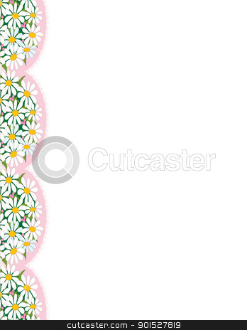 To use this stock image in your creative project, please select the size you need over to the right and click the "Add to Cart" button.
Your downloaded image will come with the Cutcaster watermark removed so don’t worry about the watermark you see on this page. Daisy Border stock vector clipart, A border with the images of daisies on pink doilies, trailing down the left margin. by Maria Bell
