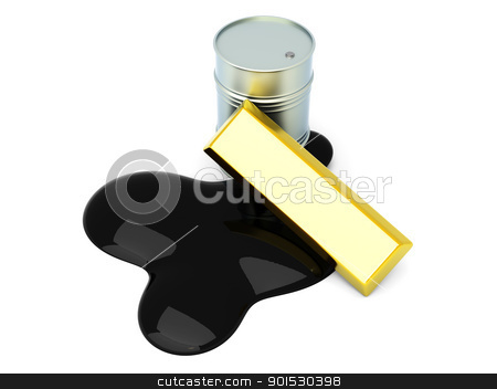 To use this stock image in your creative project, please select the size you need over to the right and click the "Add to Cart" button.
Your downloaded image will come with the Cutcaster watermark removed so don’t worry about the watermark you see on this page. Commodities stock photo, Gold and Oil, two commodities on the stock market. 3D rendered Illustration. Isolated on white. by Michael Osterrieder