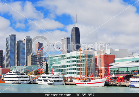 To use this stock image in your creative project, please select the size you need over to the right and click the "Add to Cart" button.
Your downloaded image will come with the Cutcaster watermark removed so don’t worry about the watermark you see on this page. Chicago city downtown stock photo, Chicago city downtown urban skyline with skyscrapers over Lake Michigan with cloudy blue sky. by rabbit75_cut
