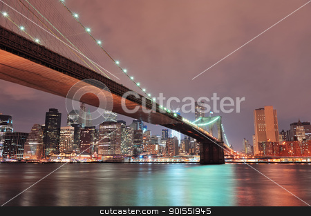 To use this stock image in your creative project, please select the size you need over to the right and click the "Add to Cart" button.
Your downloaded image will come with the Cutcaster watermark removed so don’t worry about the watermark you see on this page. New York City Brooklyn Bridge stock photo, New York City Brooklyn Bridge with downtown skyline over East River. by rabbit75_cut