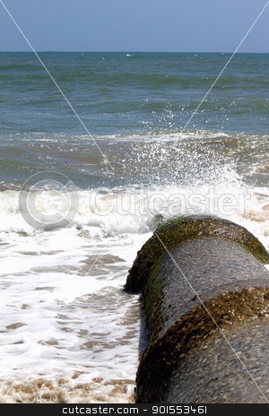To use this stock image in your creative project, please select the size you need over to the right and click the "Add to Cart" button.
Your downloaded image will come with the Cutcaster watermark removed so don’t worry about the watermark you see on this page. Pollution stock photo, Sewage pipe having their outlet right into the ocean pollutiong the water. by Henrik Lehnerer